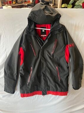 DC Men's Black and Red Ski Snowboard Jacket